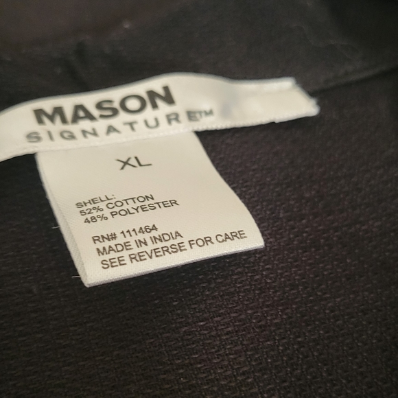 Mason Signature Men's button front short sleeve shirt XL black white casual - Picture 3 of 4